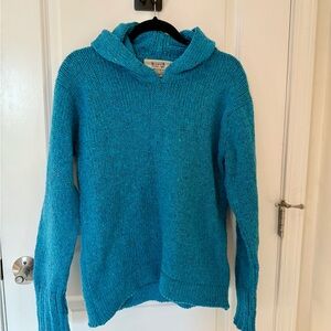 Aran Sweater Market Turquoise Hooded Sweater for Women